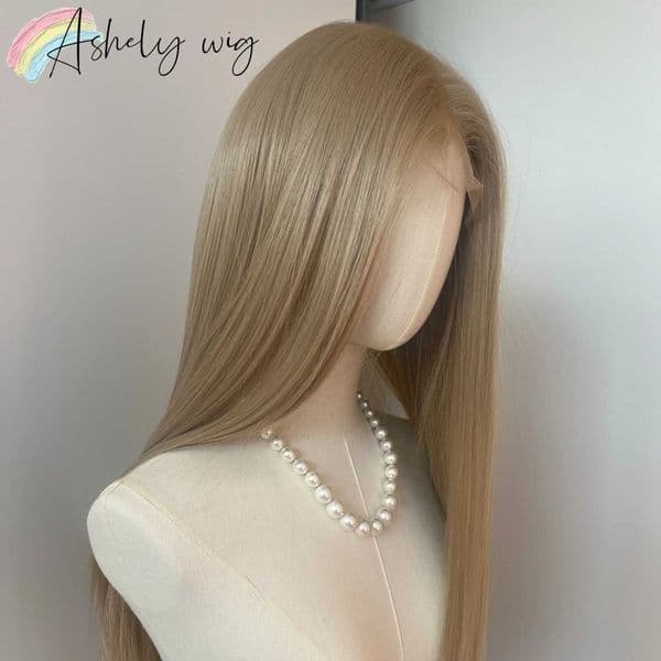 Ashely Platinum Blonde Wig 26inch 13x4 Lace Front Wig Long Straight Synthetic Lace Wigs High temperature Fibers for CosplayZ260518