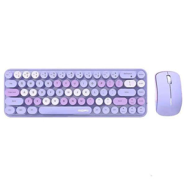 MOFII Wireless and Mouse, Cute Colorful 68 Round Keycap Compact Keyboard for Computer, Desktop, Laptop 26Y0518