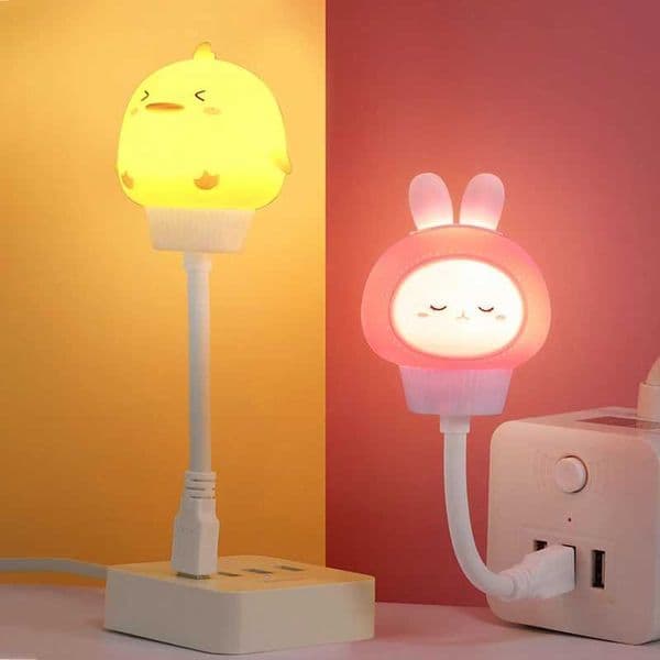 USB Night Light LED Cute Cartoon Night Lamp Bear Chick Kitten for Baby Kid Bedroom Decoration Bedside Lamp L260518FSID