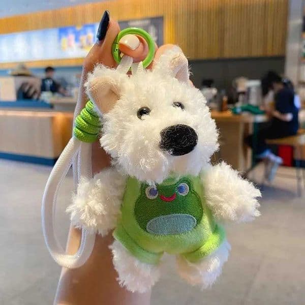 Plush Toy West Highland White Terrier Scruffy Puppy Car Keychain Girls Bag Pendant Key Ring L2605187Z3T