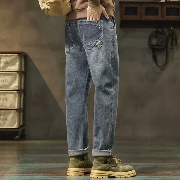 New Mens Loose Harem Pants RETRO Fashion Casual Straight Jeans Cotton Teen Street Hip Hop Denim Pants Z260518