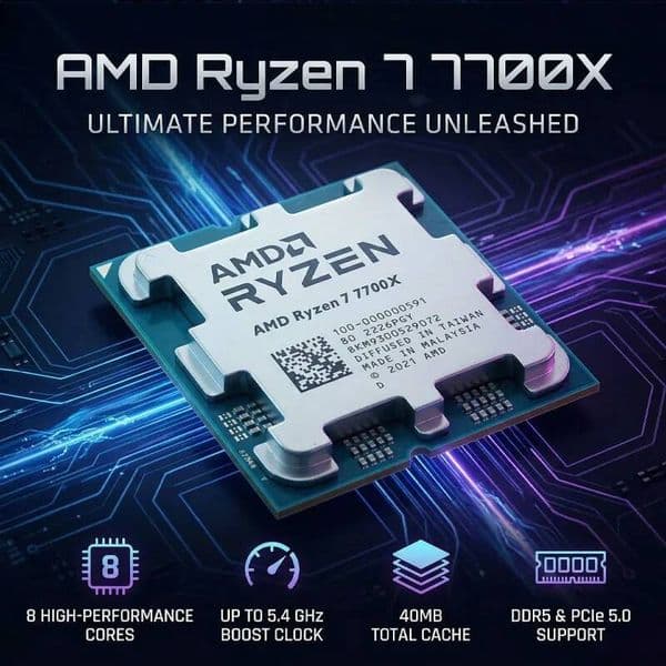 New AMD Ryzen 7 7700X Socket AM5 but without cooler thumbnail 2