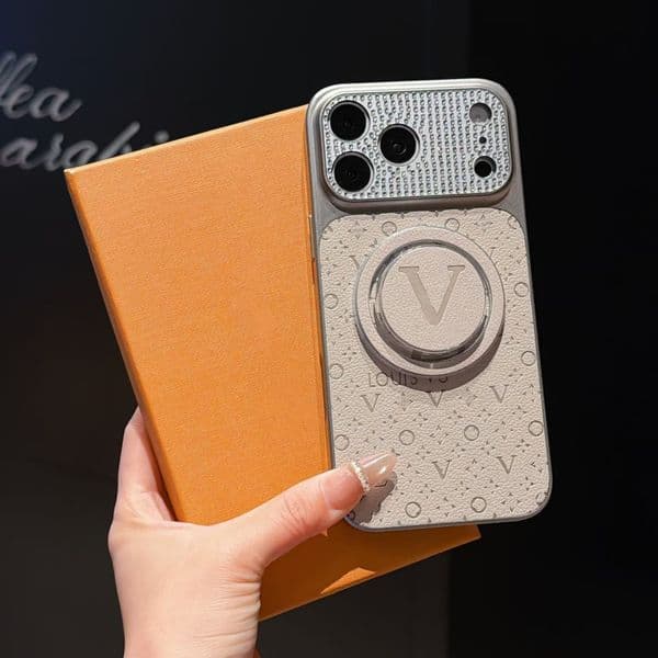Top designer Apple diamond studded phone case 17 16 Pro Max 15 14 Pro 13 Fashion with air cushion magnetic bracket phone protection case High quality leather back cover