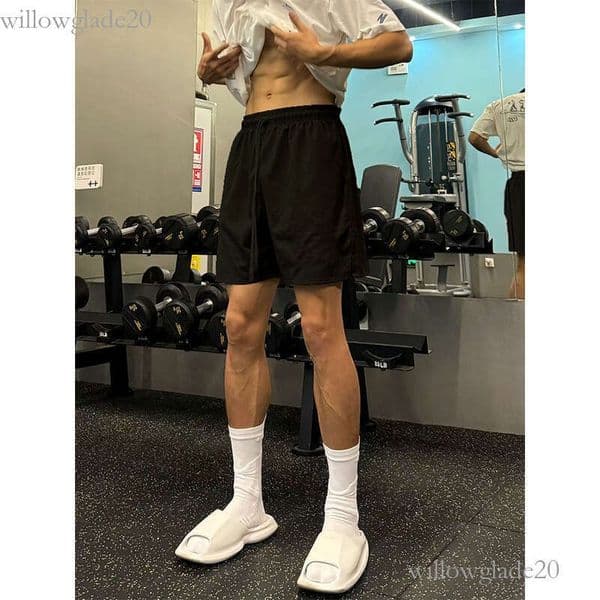 Tension Style Solid Color Shorts Men Summer American Fitness Sports Simple Pants Running Casual Quarter summer fashion Pants f8d