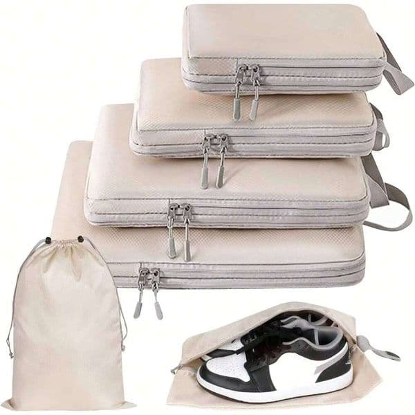4/6 pcs Compressible Packing Travel Storage Bag Cubes Waterproof Suitcase Nylon Portable With Handbag Luggage Organizer Ryanai 26Y0518