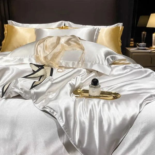 Luxury Designer Mulberry Silk Bedding Set With Duvet art Cover Fittedflat Bed Sheet Pillowcase Solid Color 4Pcs King Queen Twin Sets Free Shipping 03