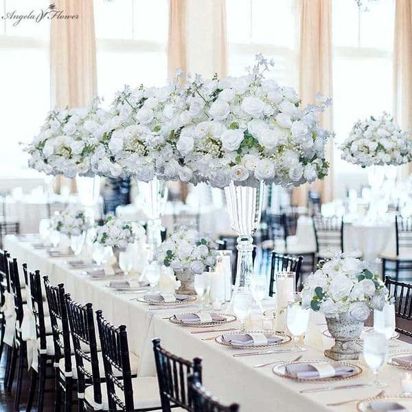 30/40/50/60/70/80cm White Rose Babys Breath Table Centerpiece Flower Ball Wedding Backdrop Decor Event Party Props A2036 C260518