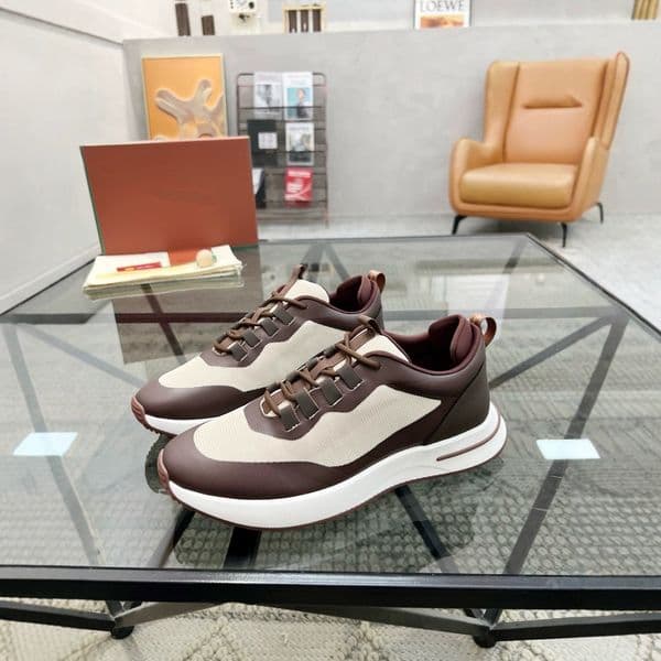 Men's Mesh Leather Low-top Lace-up Casual Sports Shoes Thick-soled Fashionable Lightweight Running Shoes