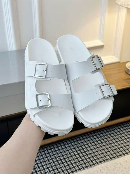 Summer Women Men Sandals Shoes Brown Black White Adjustable Strap Footwear Comfort Casual Walking Lazy Beach Slide Flat EU35-46BOX