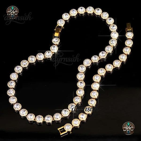 Cross border European and American full round diamond chunky necklace hip hop men's street dance fashion bracelet accessories new model