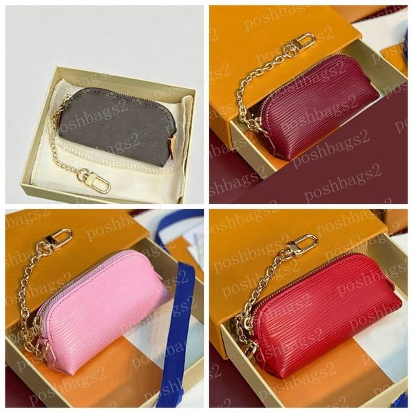 Lipstick Pouch for Women's Quality Small Leather Goods Sold with Box Packaging with Key Ring