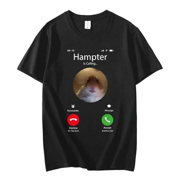 Dank Meme Hamster Staring Front Camera Hampter Calling T-shirt Fashion Short Slve T-shirts Oversized Strtwear Unisex T260515