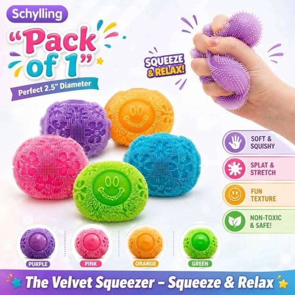 Schylling Needoh Fuzz Ball Flower Power Sensory Fidget Cube Squishy Anti-Anxiety Squeeze Object For Focus ADHD Population 26L0518