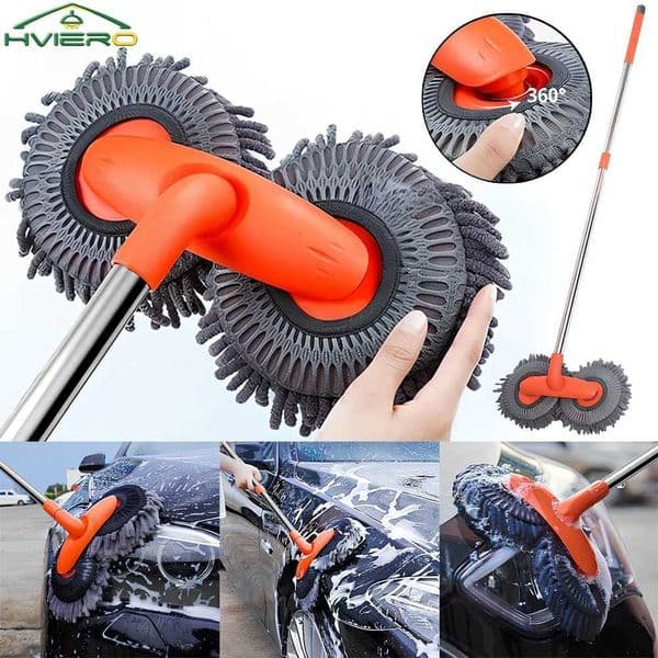 1X Car Cleaning Wash Multipurpose Kit Microfiber Brush Mop Sponge Wipe Auto Home Tools Universal Clean Accessories Yellow Gray L260516