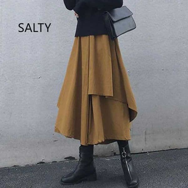 Black Skirts Woman Japanese Gothic Irregular High Waist Pleated Skirt Pants for Women Vintage Solid Cargo Skirts Female L260518
