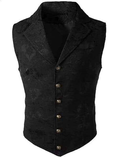 Mens Medieval Gothic Long Vest Vintage Steampunk Victorian Costume Waistcoat Halloween Cosplay Formal Jacket Renaissance LAR 260518