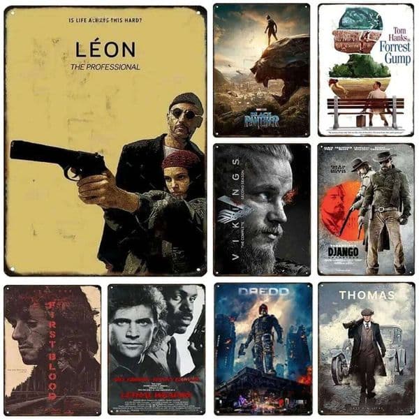 Metal Tin Signs Plaque Classic Movie Wall Decoration Vintage Art Posters Iron Painting for Man Cave Home Cafe Garden Club Bar 26Y0518