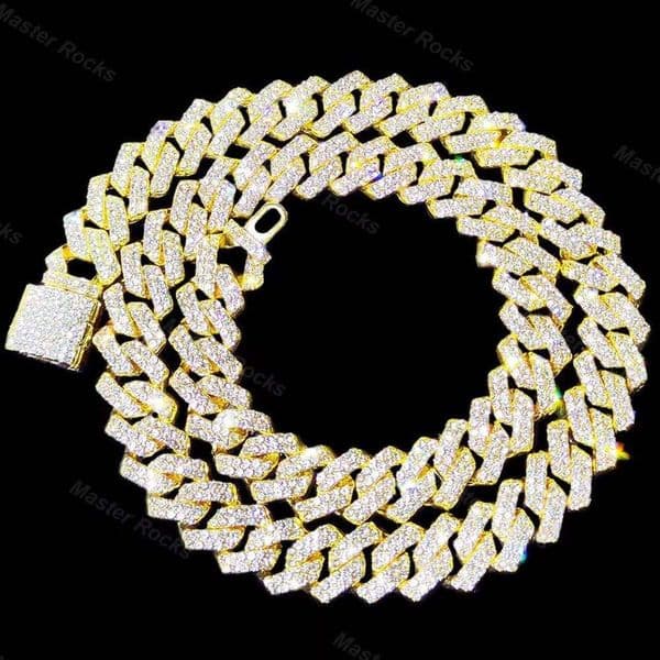 Iced Out Custom Ice with VVS moissanite 2rows 10mm Moissanite 925 Silver Cuban Link Chain Jewelries Necklace for Men