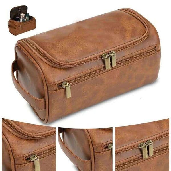 Leather Men Women Dopp Kit Mens Hanging Travel Toiletry Traveling Large Cosmetic Bag for T 26Y0518