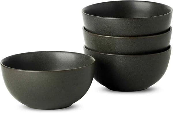 4-Piece 24 oz Ceramic Cereal Bowls Set for Soup Salad Fruit Breakfast Dessert Dishwasher Microwave Safe in Matte Black Z260518