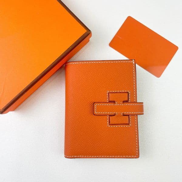 Passant Short Wallets Epsom Leather Bifold Wallet designer Strap Closure Card Holder Credit Card Storage Bag women Men Pure Coin Purse Compact Card Holder