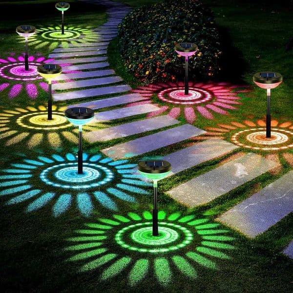 Bright Solar Projector Pathway Lights 2 Lighting Modes LED Outdoor IP67 Waterproof Solar Powered Garden Lights for Backyard Lawn L260518