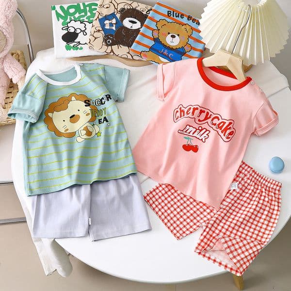free shipping Unisex Child Outfits Soft Cotton T-Shirts Pairing with Slim Fitting Shorts Ideal for Hot Weather Designer Kids Clothing