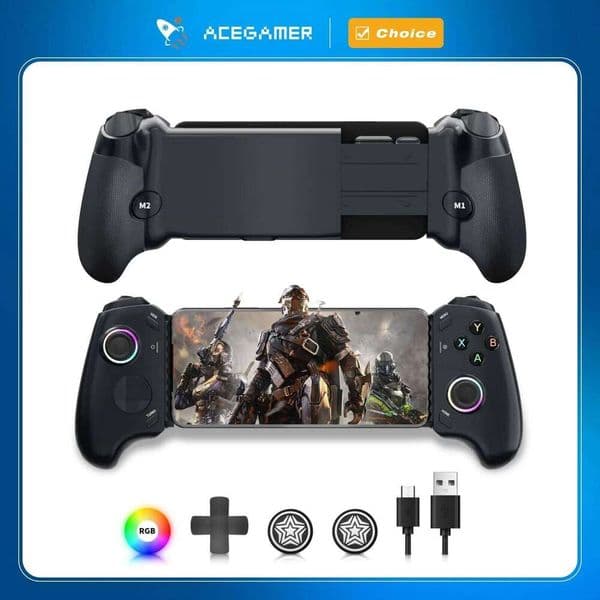 AceGamer Gamepad Type-C Mobile Gaming for iPhone 15 Series/Android, Stretching Phone Controller with Hall Effect Joys W260518