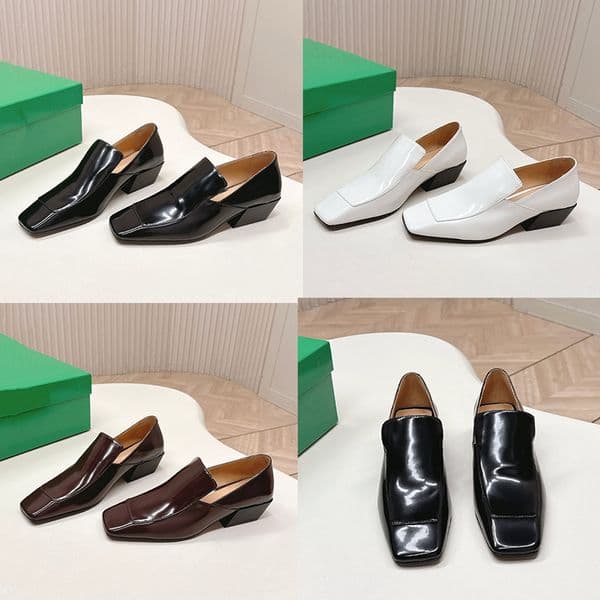 Ladies SILENZIO LOAFER Designer Square Head Loafers 876126 Womens Leather Supple Loafer Classic White Black Brown Genuine Leather Outsole Sizes 35 42