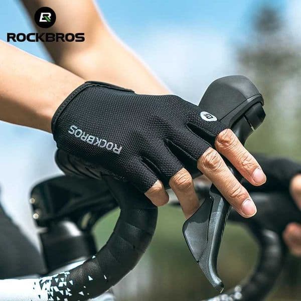 ROCKBROS Half Finger Bike Gloves Summer Men Women Breathable Anti-slip Shockproof MTB Road Bicycle Gloves Cycling Shorts Gloves H260518