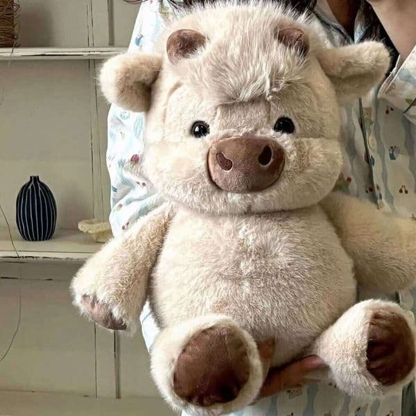 45/60CM Cute West Highland Calf Running Little Cow Plush Soft Stuffed Animal Companion Toy Appease Kid Doll 26L0518