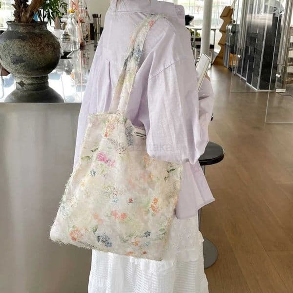 Casual Sweet Dopamine Flower Bag Lightweight Elegant Lace Shoulder Bag Bohemian Korean Style Fairy Underarm Bag Spring SummerT260518R260521