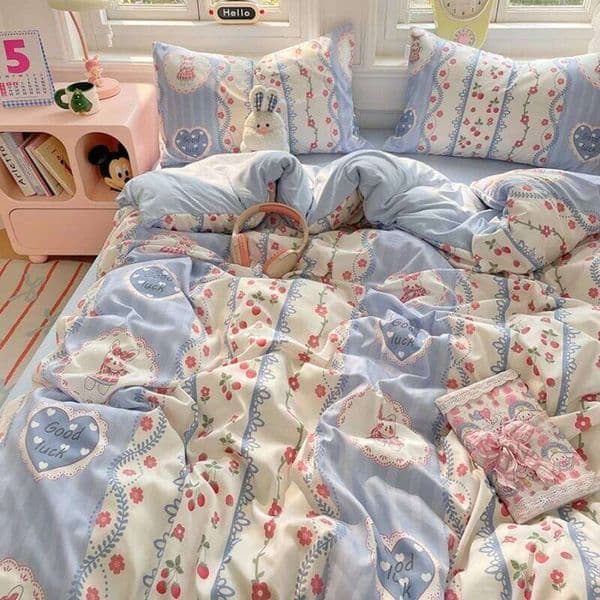 2025 Spring Summer New Small Fresh Single Quilt Set 105g Heavy Washed Cotton Printed Bed Cover Korean Version of Popular Bedding 26L0518