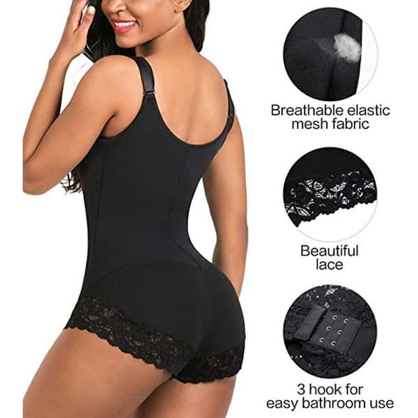 Plus Size Shapewear Bodysuit for Women - Waist and Tummy Control Hip Lifting Seamless Compression Underwear, Breathable Elastic Mesh Fabric High Waist Body Shaper