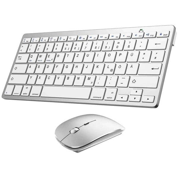 German QWERTZ Layout Keyboard Combo Ultra-Slim Mute Wireless BT Mouse for iPad iPhone iOS Android Windows 26Y0518