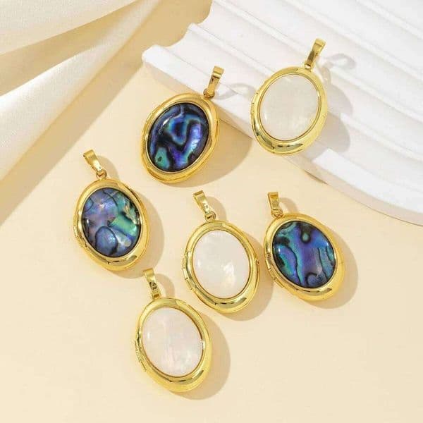 34x19mm Gold Color Oval Pendant Natural Abalone Shell Charms for Jewelry Making DIY Women Necklace Earrings Accessories