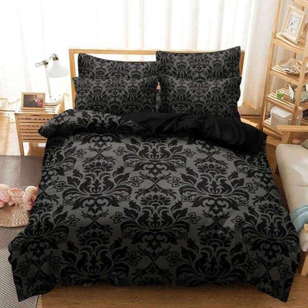 3Pcs Black Grey Textured Print Bedding Set Included 1 Duvet Cover & 2 Pillowcases For Bedroom Guest Room Dorm Decor 26L0518