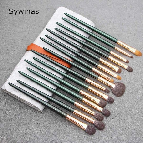 Sywinas Eyeshadow Brush set 15pcs High Quality Goat Pony Hair Smoulder Blending Shader Eye Shadow Brow Eyebrow Makeup BrushesT260518