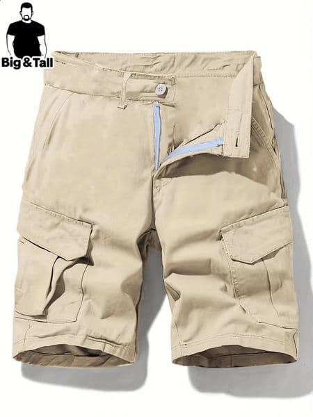 plus Size Mens Solid Color Suit Shorts with Pockets for Casual And Formal Occasions Ideal Summer Daily Wear 260508