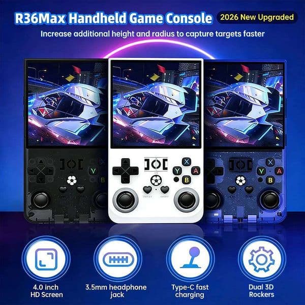 AISLPC R36MAX Handheld 4.0 Inch 64/128GB RK3326 Chip Retro Portable Video Game Player Open Source Pocket Console 26L0518