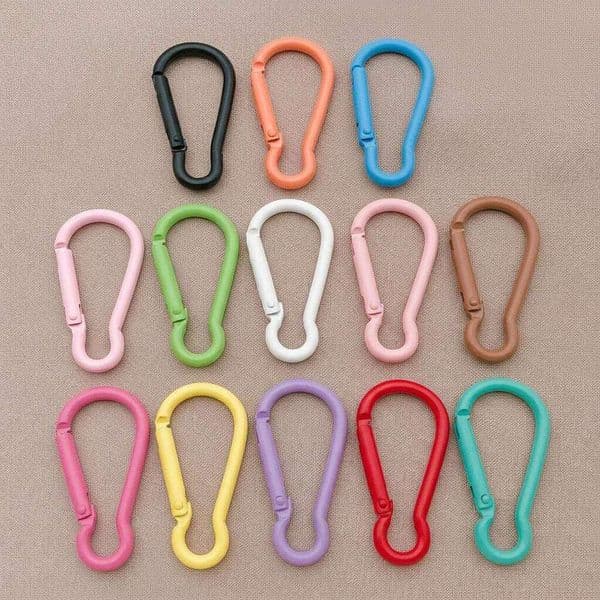 10pcs 47x24mm Carabiner Keychain Alluminum Alloy D Type Buckle Spring Snap Clip For Jewelry Making Key Ring Findings Supplies