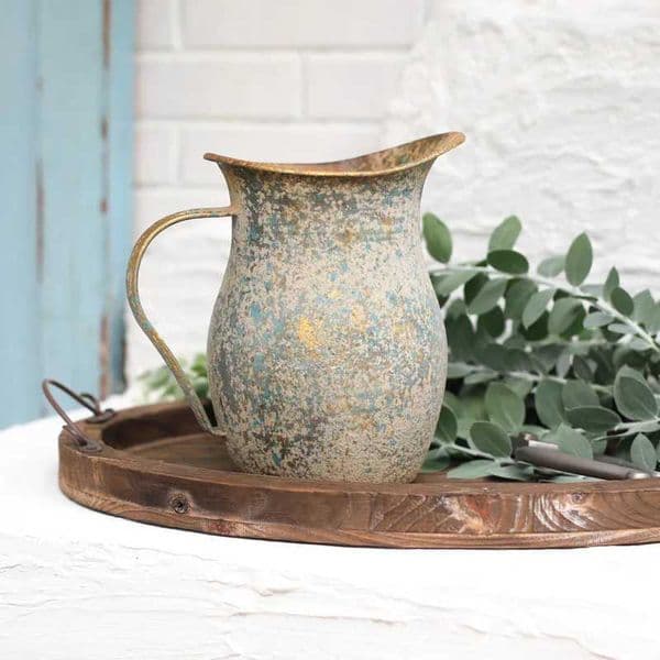 Rustic Shabby Chic Vase Vintage Galvanized Flower Vase Metal Vintage Vase French Style Farmhouse Decorative Pitcher L260518