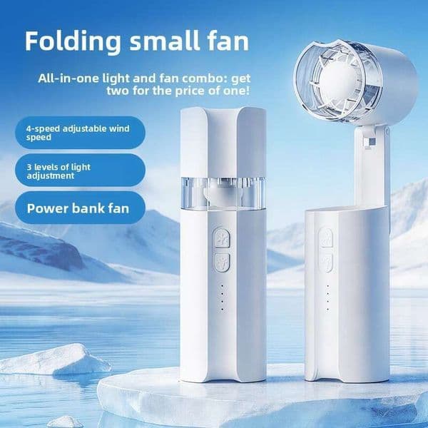 Hand Mini Fan 2026 Hot-Selling Portable Outdoor Folding Desktop Handheld Fan With Light And High-Speed Cooling