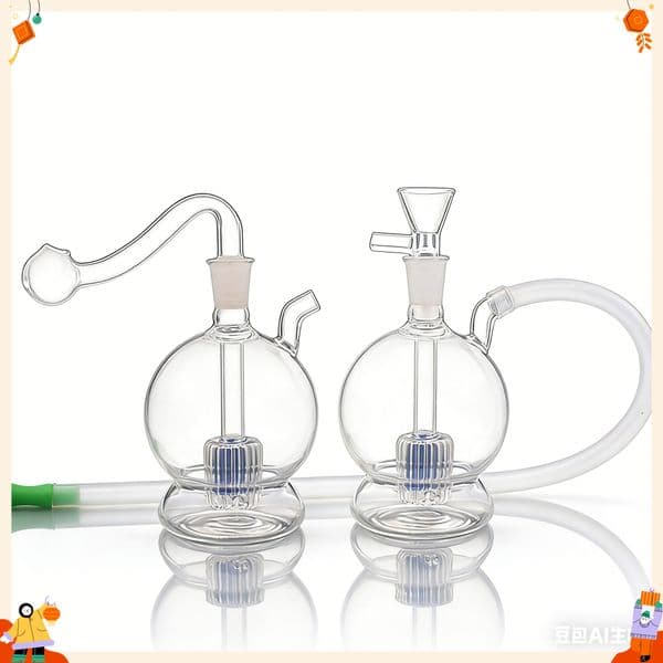 Wholesale Round lamp Shape mini Hookahs glass oil burner pipe thick hookahs water tobacco bongs pipes 10mm Catcher bubbler for smoking