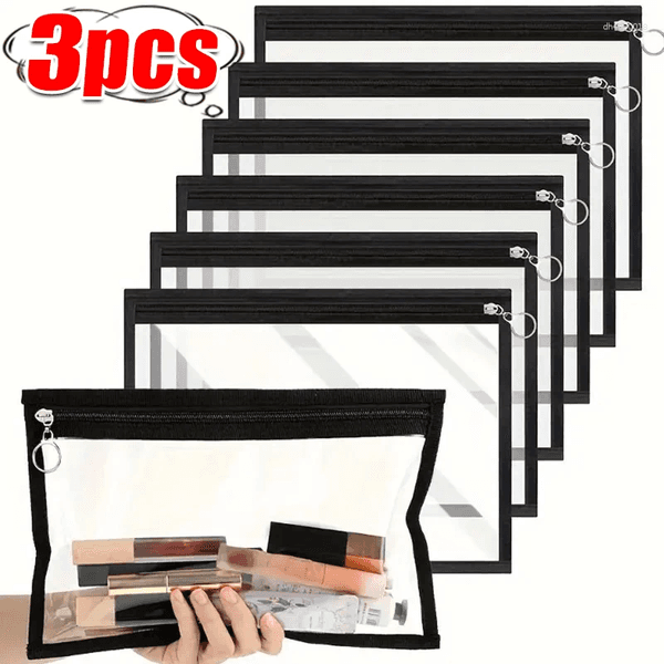 Cosmetic Bags Black Transparent PVC Bag Waterproof Clear Makeup Pouch Women Organizer Toiletry Travel Storage