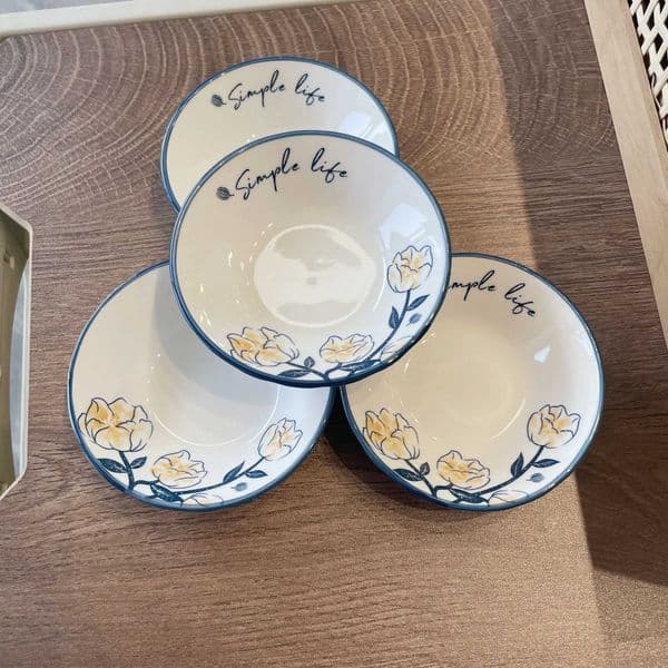 4-Piece 38-Inch Japanese Hand-Painted Ceramic Dipping Dishes Soy Sauce/Vinegar Plates Microwave Dishwasher Safe Z260518