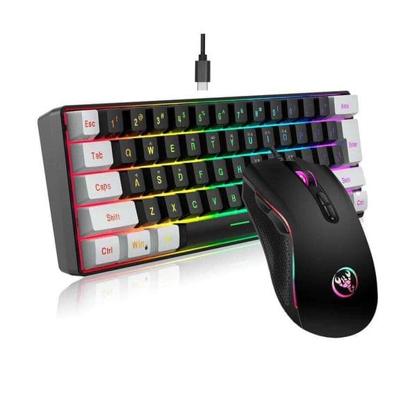 New 61keys Wired White Black RGB Gaming Office Kit Backlight Keyboard and Mouse Combos for PUBG Gamer 26Y0518