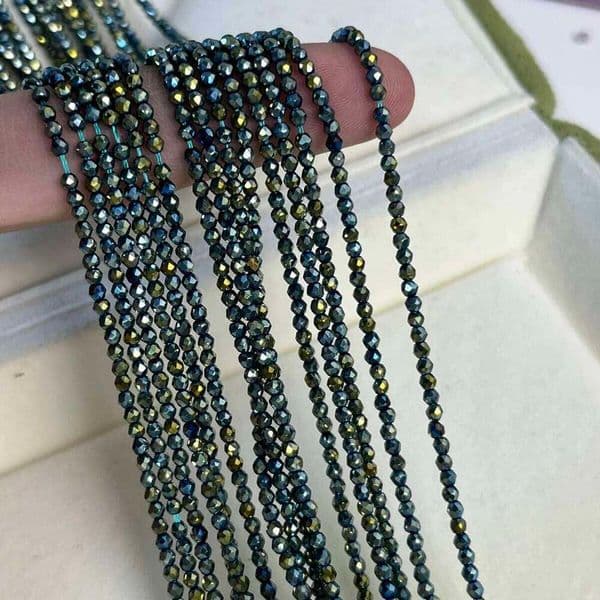 5 Strand 2/3mm Green Spinel Round-Cut Semi-Finished Beads for Jewelry Making Supplies DIY Necklaces Bracelet Accessories