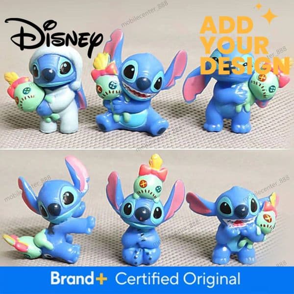 Disney Designer Miniso 6Pcs Lilo & Stitch Cartoon Cute Figure Model Collection Anime Desktop Ornament Birthday Cake Decoration Kids Toys Gifts Luxury