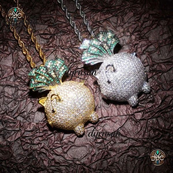 european and american crossborder creative piggy pendant hiphop personality zircon necklace